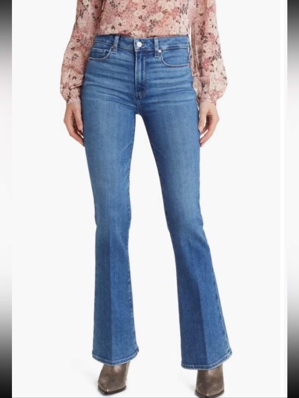 EUC PAIGE High Rise Laurel Canyon 32” Bootcut Jeans in Haze Size 24